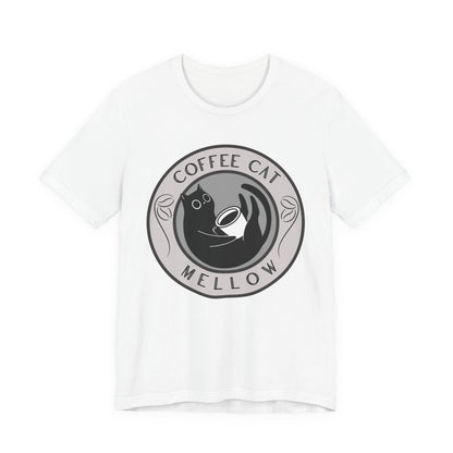 "Mellow Morning" Coffee Cat Tee - Chill Vibe Graphic