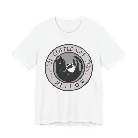 "Mellow Morning" Coffee Cat Tee - Chill Vibe Graphic