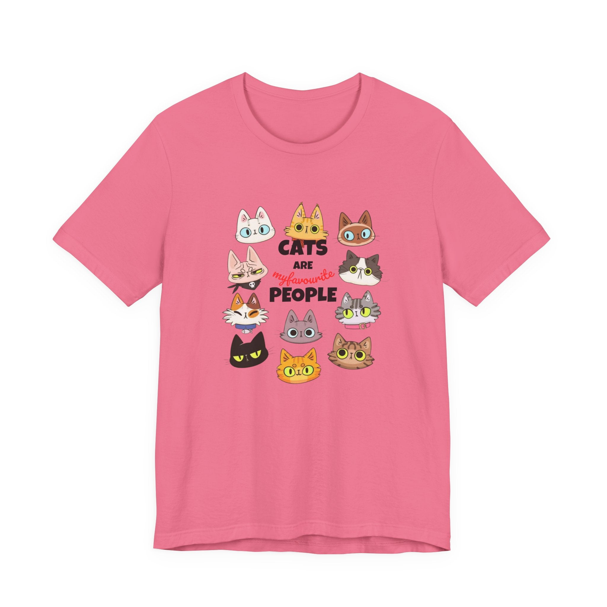 Cats Are My Favorite People T-Shirt — Cute Cartoon Cat Faces Tee