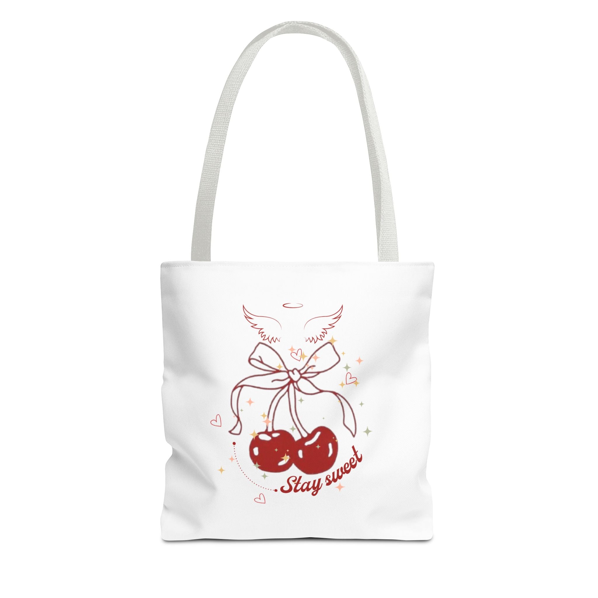Stay Sweet Cherry Tote Bag - Cute Winged Cherries Canvas Shopper
