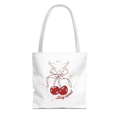 Stay Sweet Cherry Tote Bag - Coquette Angel Wings Shoulder Bag (13x13)