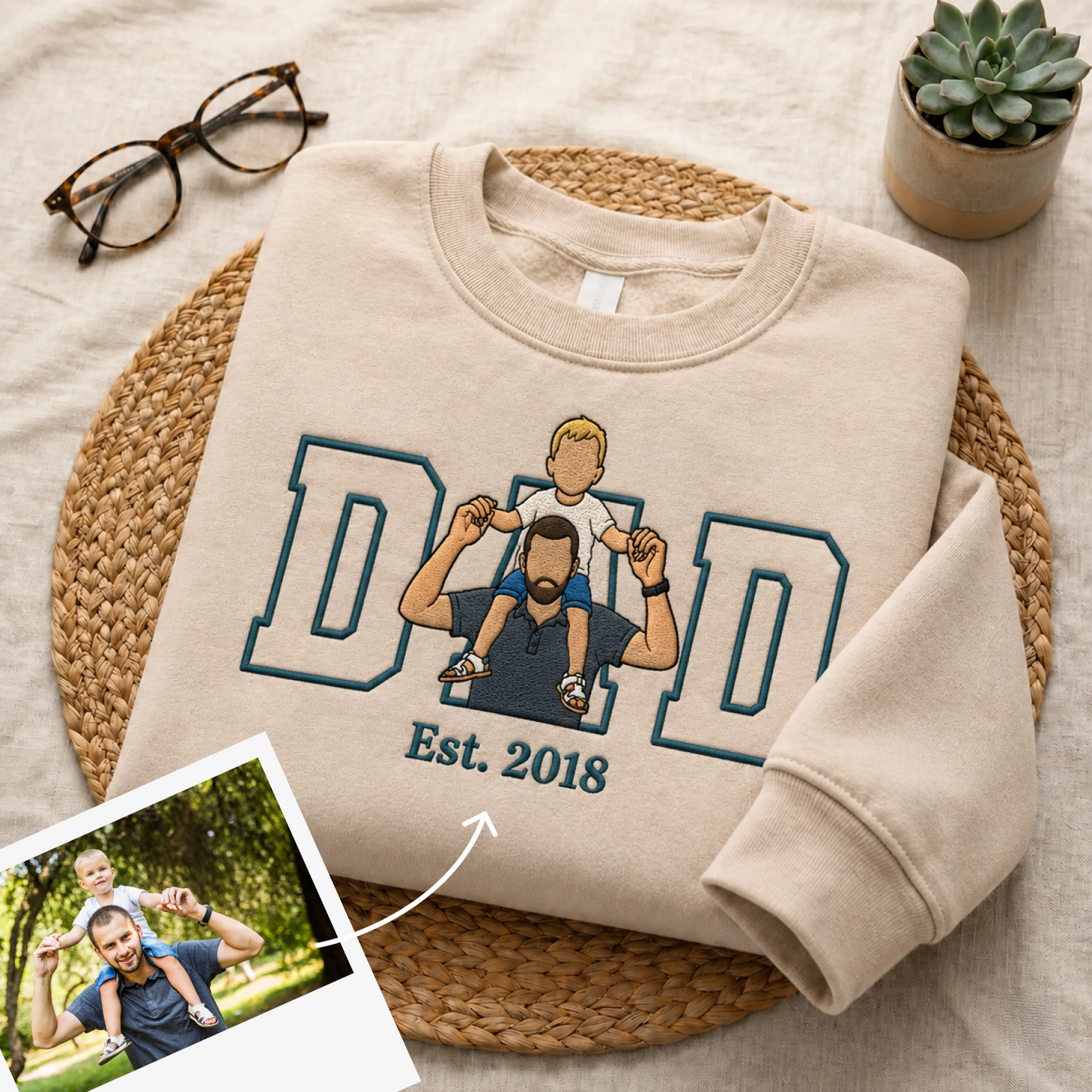 Custom Photo Embroidered Dad Apparel (Sweaters)
