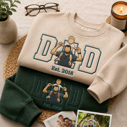 Custom Photo Embroidered Dad Apparel (Sweaters)