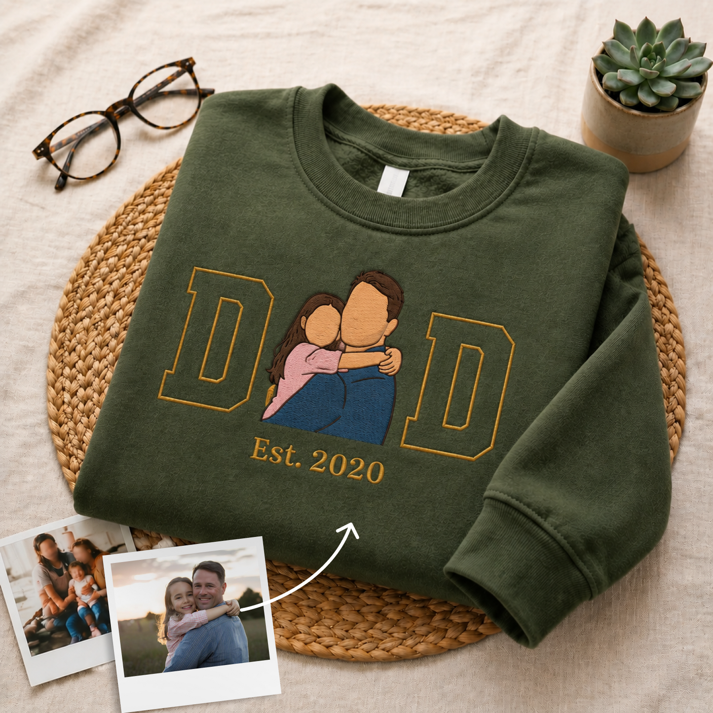 Custom Photo Embroidered Dad Apparel (Sweaters)