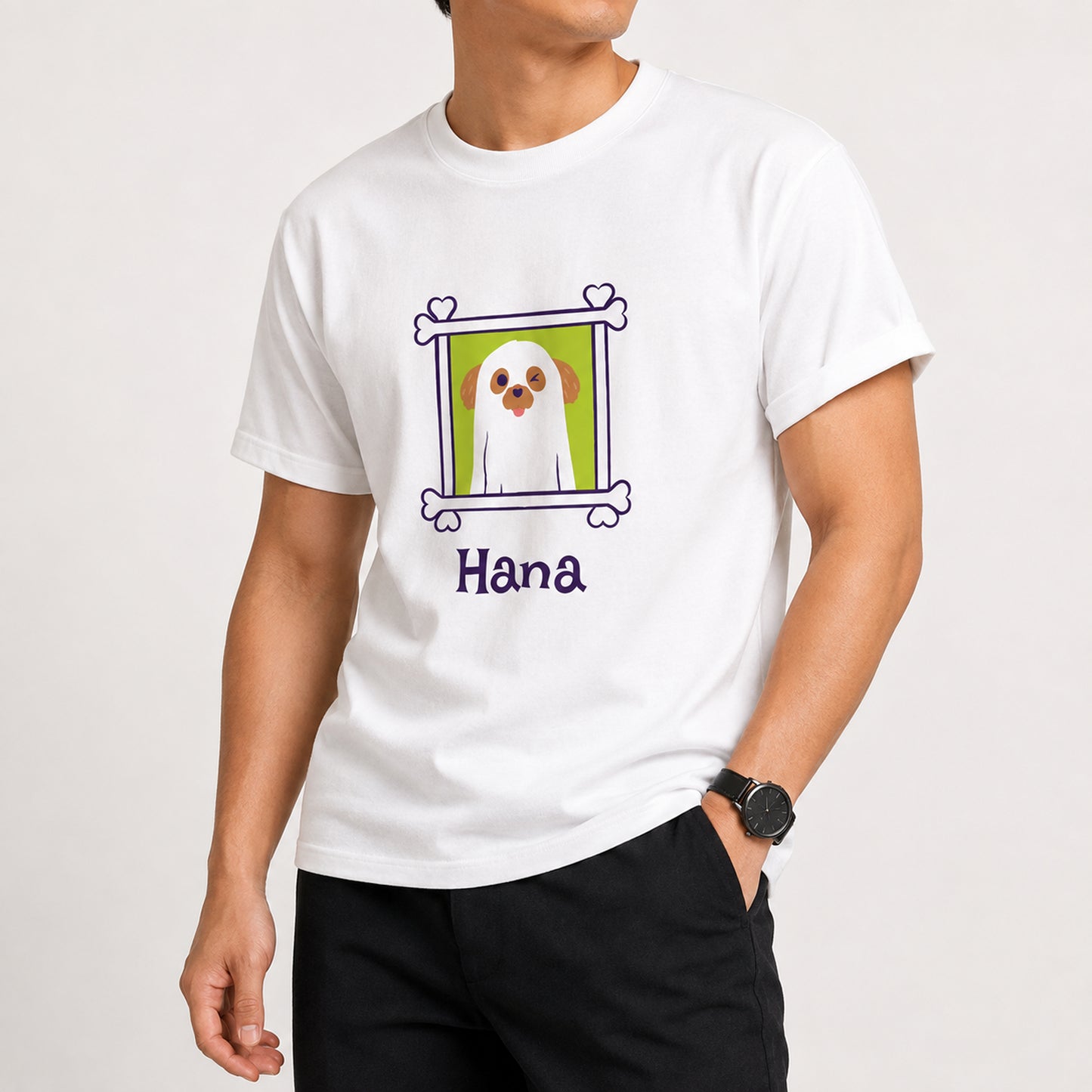 Custom Ghost Dog Shirt – Personalized Pet Photo Halloween Tee, Bella Canvas 3001