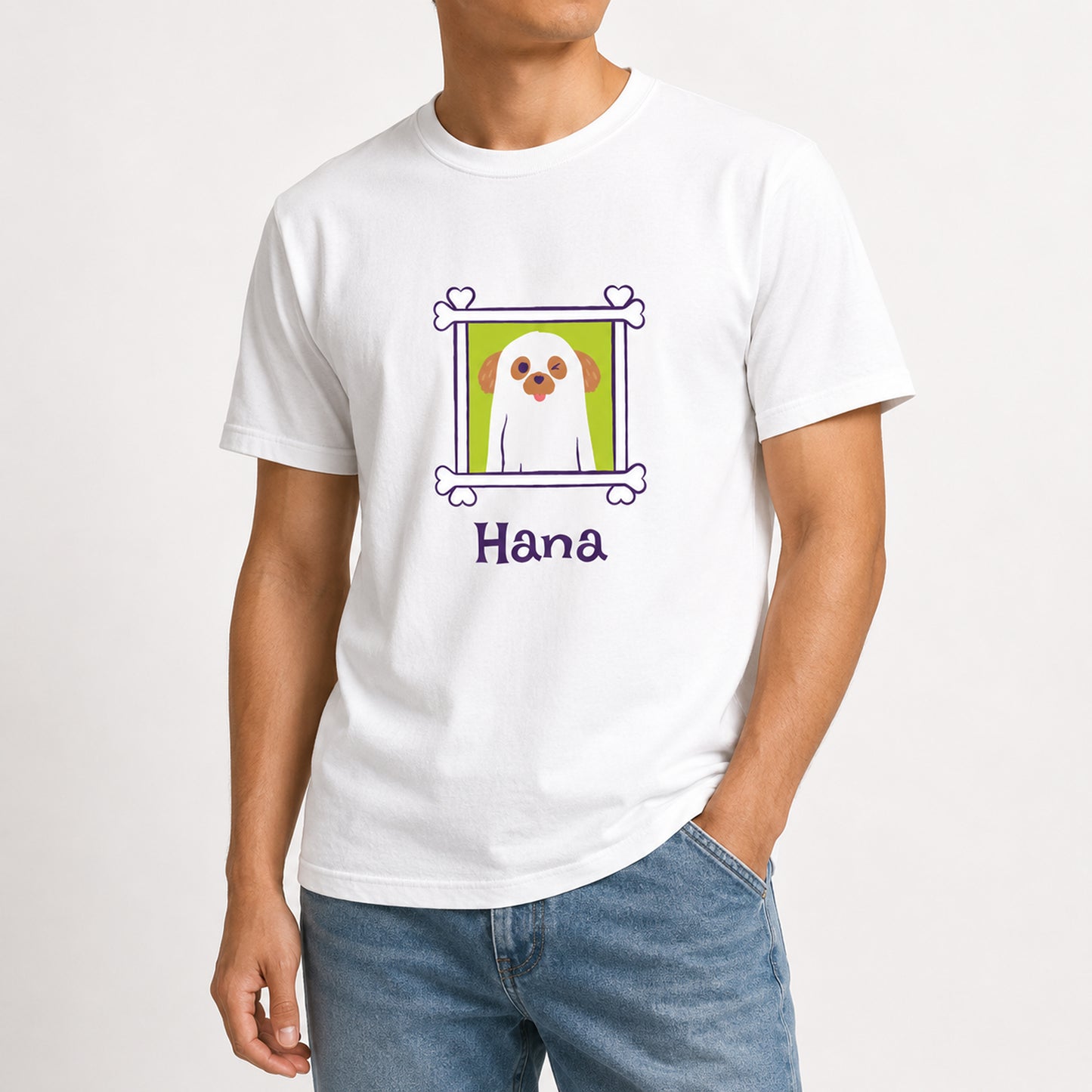 Custom Ghost Dog Shirt – Personalized Pet Photo Halloween Tee, Bella Canvas 3001